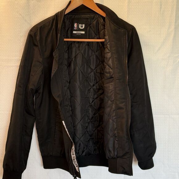 NBA MENS Black BOMBER JACKET  Full Zip Size Small NBA Logo - Picture 5 of 7